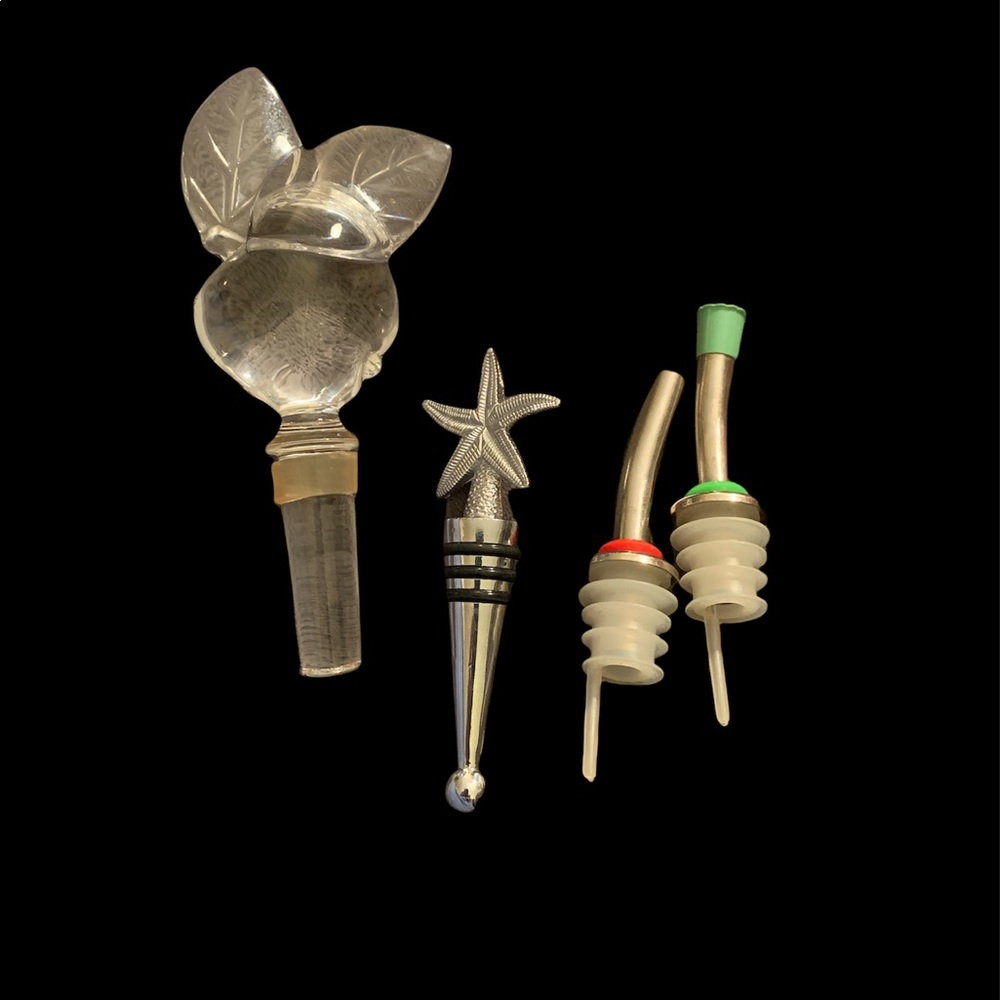 SALE!! Lead crystal stopper and corkscrew set